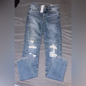 American Eagle Outfitters Light Blue Distressed Skinny Jeans